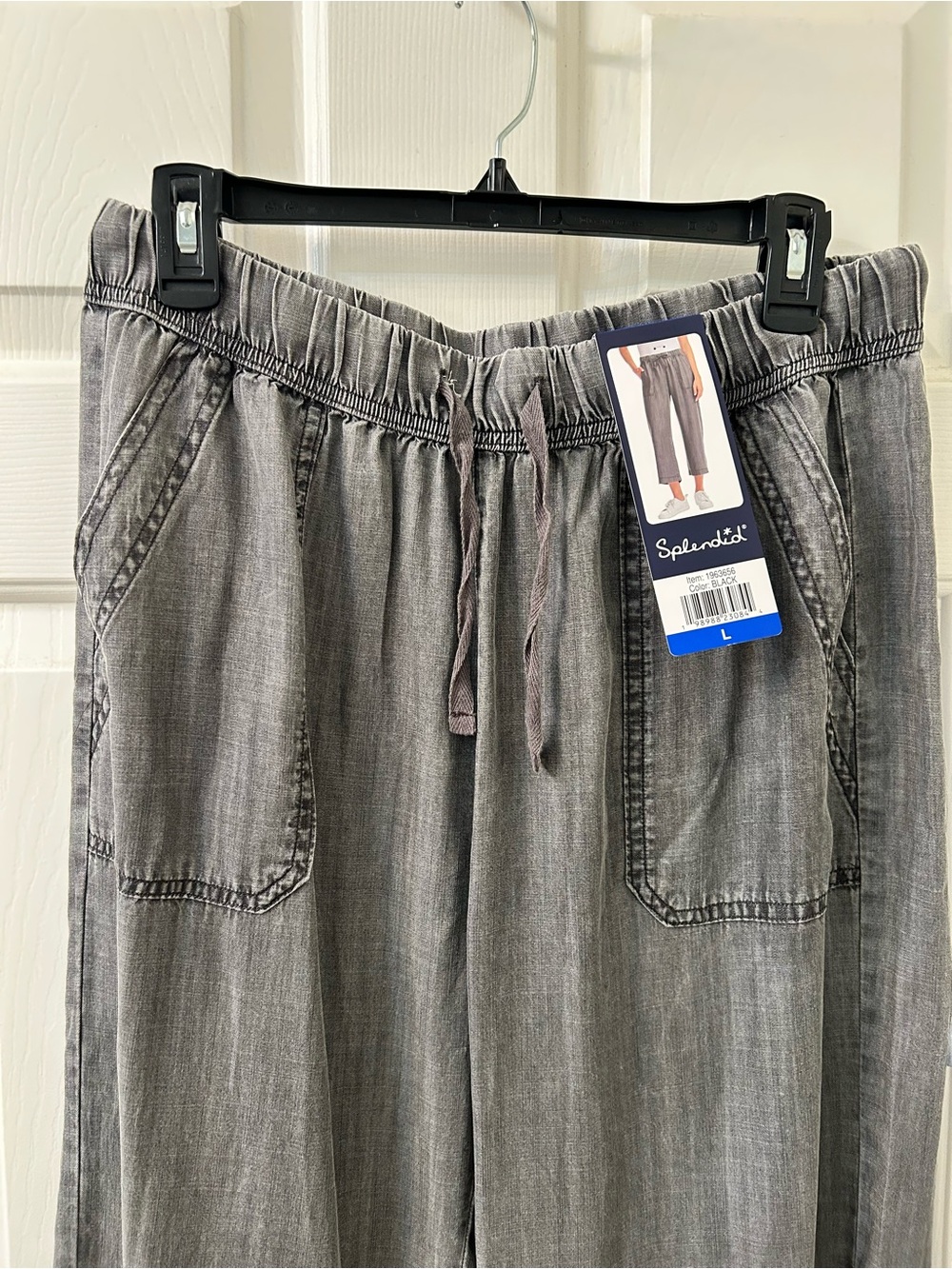 NWT Splendid Wide-Leg Drawstring Capris in Washed Gray - Picture 3 of 10
